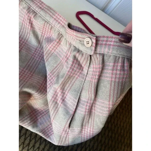 VTG Pendleton Skirt Vintage Sz 12 Wool Plaid Pencil Beige Pink Lined Zip Side - Picture 3 of 4